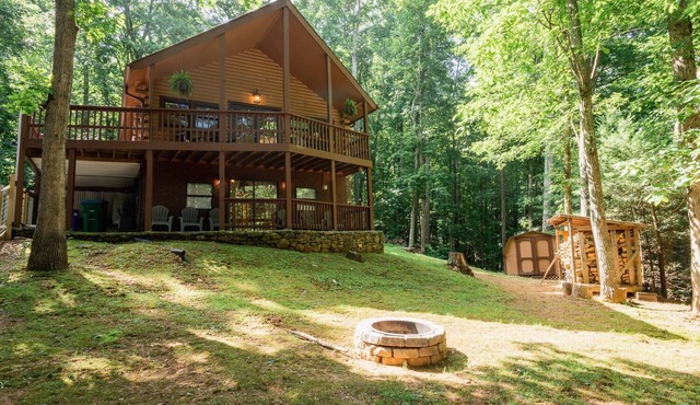 Skyridge Cabin | Beautiful Log Cabin with Fire Pit | Near Asheville