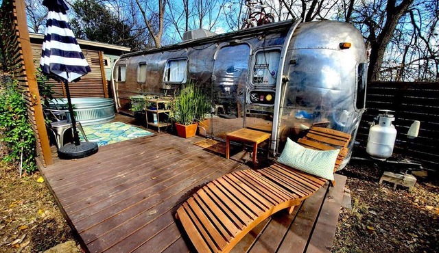 Sleek Retro Airstream Rental for Glamping for Two near Downtown Austin