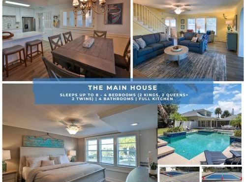 Sleeps 8 2King 1Queen 2twin Pool Pickleball Beach River