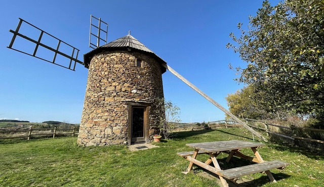 Small mill with garden, near windmills and turbines