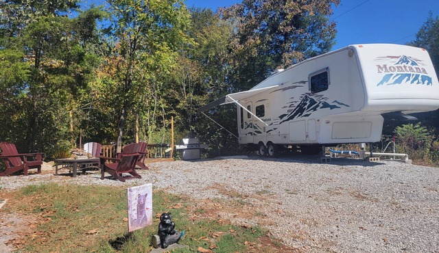 Smokey Mountain hideaway camper with waterfall