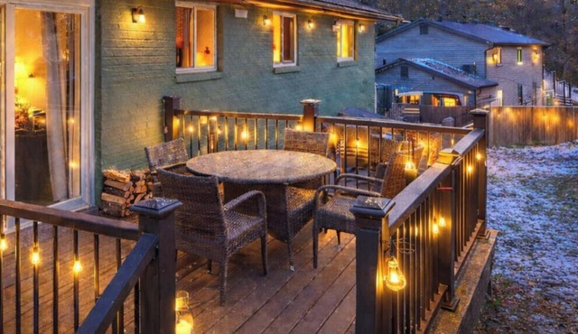 Snowy Lake Retreat Fire Pit Skiing SnowTubing