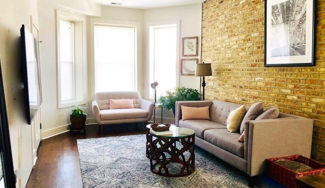 Soft Leather and Warm Bricks at a Stylish Rogers Park Home