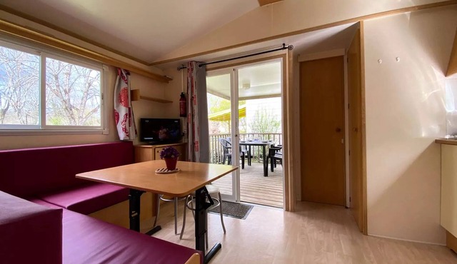 SOLE CAMPING * - Mobile home Roller 28m2, 2 bedrooms, TV, with integrated terrace 4 people