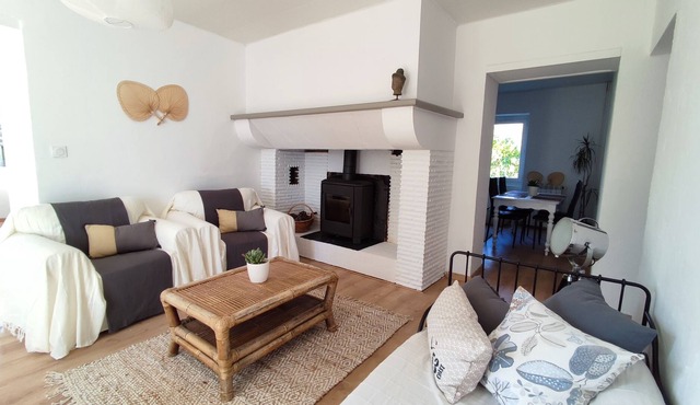 South-facing house with garden and fireplace