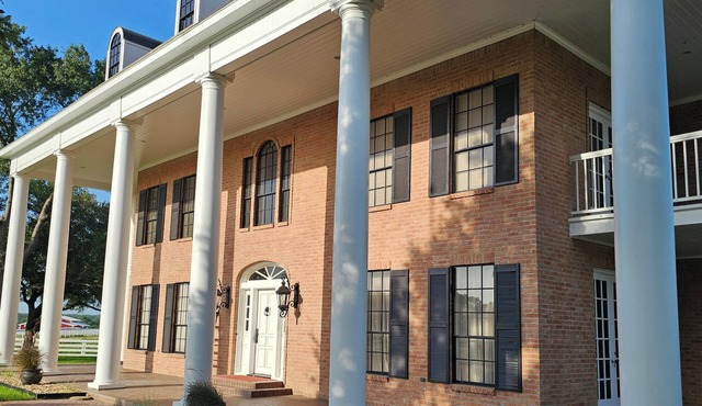 Southern Colonial 2 1/2 story home with a swimming pool, fire pit, ect.