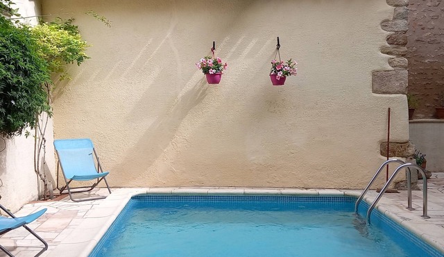 Spacious 18th century village house + courtyard with pool, plus games room