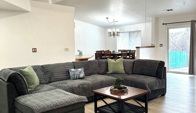 Spacious 3-bedroom vacation home with balcony, office and central air and heat.