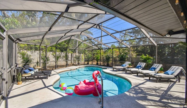 Spacious 4-bedroom house with HEATED POOL, Games room in peaceful Palm Harbor