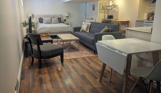 Spacious all-in-one with workspace and gym
