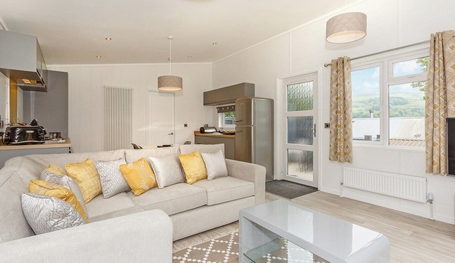 Spacious and contemporary lodge with great views.