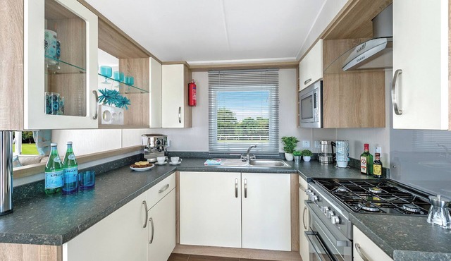 Spacious caravan with one double and two twin.