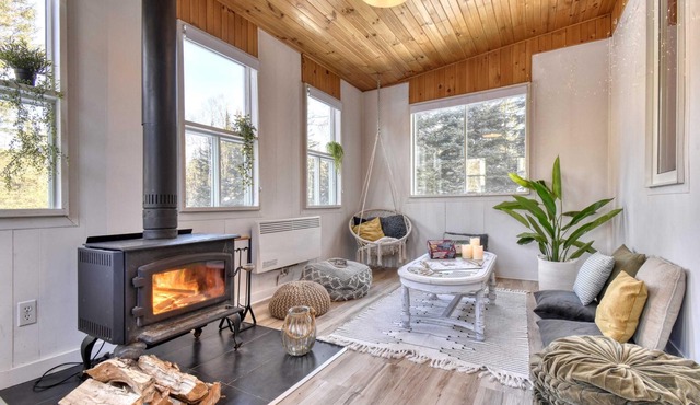 Spacious cottage in forest, with spa + lake access