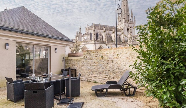 Spacious Ground-Floor Home with Private Terrace and Historic Church Views in Carentan