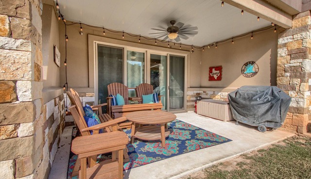 Spacious, ground floor, upscale and gated on the Guadalupe River! Pool!