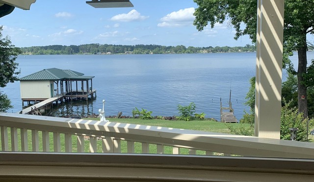 Spacious lakefront home with private dock and 2 living areas.
