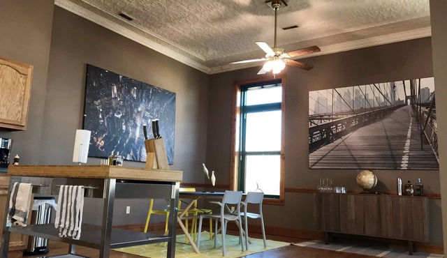 Spacious loft in the heart of downtown Jerseyville. Free EV charging nearby