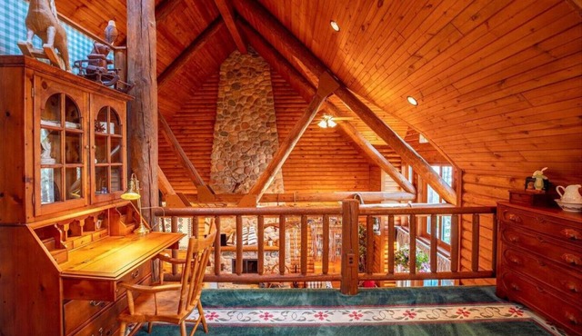 Spacious log cabin, outdoor living, shore lift