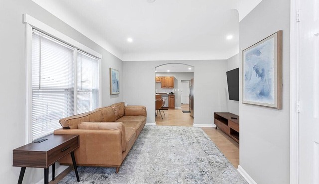 Spacious Mid Century Modern 1 Bed 1 Bath 65" TV