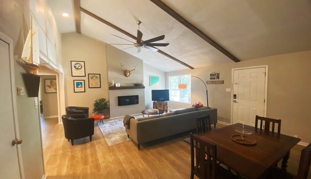 Spacious Modern Lake Retreat w/Deck! Only a short Walk to Swimming and Fishing!