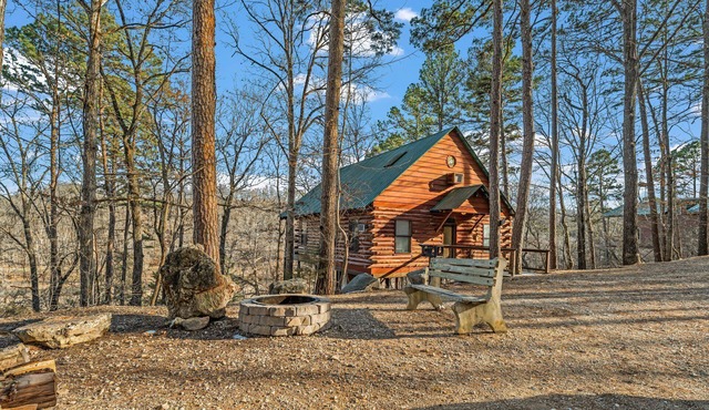 Spacious Mountain Log Cabin with Stunning Falls & Ozark Views