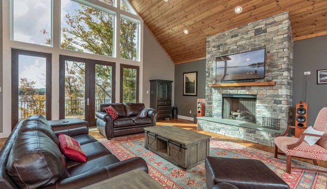 Spacious new home on main lake with stunning views and convenient location