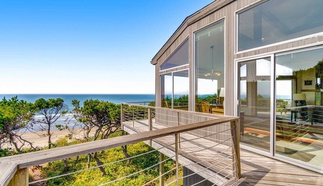 Spacious oceanfront home with free WiFi, and wrap-around deck