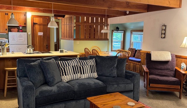 Spacious Riverfront Cabin, Eco-Friendly, Fireplace, Dogs welcome. Summer Pool.