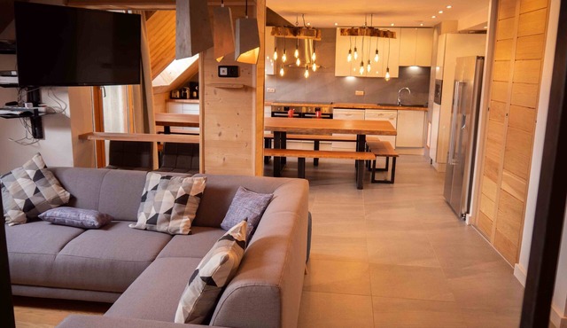 Spacious south facing ski apartment with WIFI, 6 bed/4bath duplex. Stunning view