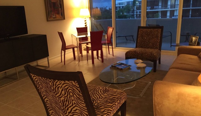 Spacious two bedroom condo on Intracoastal Waterway & accessible to ocean beach.