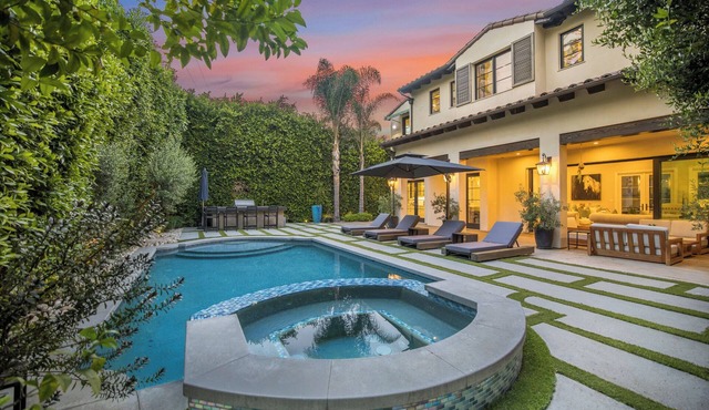 Spalding BH Mansion: Spanish Charm Meets Modern Luxury w/Theater, Pool & Spa