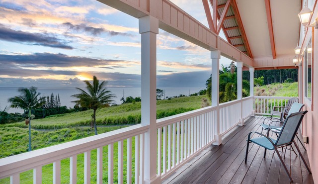 Spectacular two-story ocean-view home on two acres with covered lanai