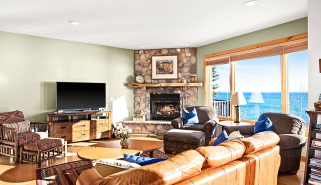 Spectacular Upscale Retreat Situated Directly on Lake Superior's Shore.