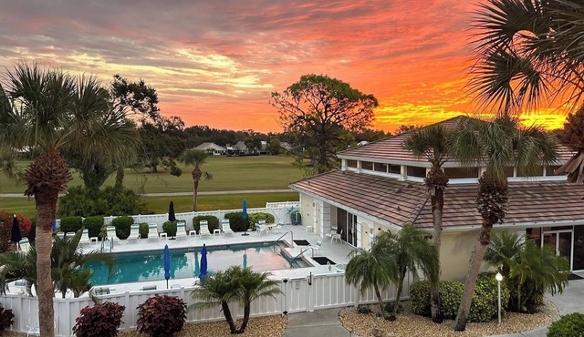 Spectacular views of the golf course & lake from 3rd floor lanai. Venice, FL.