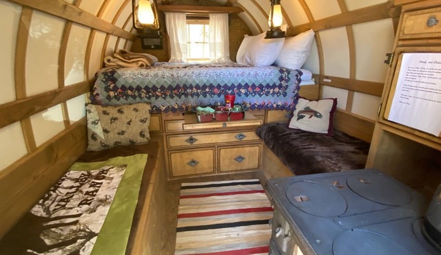 Spend a romantic night in a shepherds camp wagon