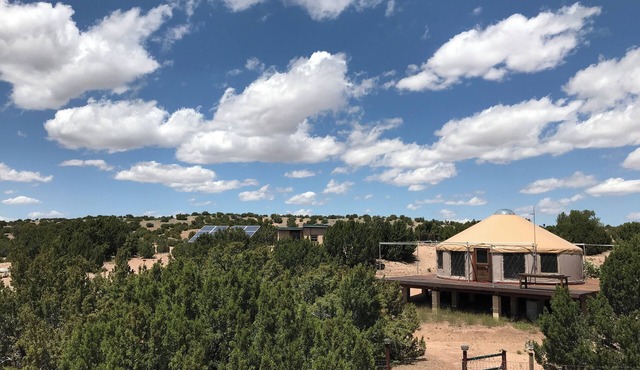 Spirit Yurt is a serene off-grid rental in the high desert south of Santa Fe, NM