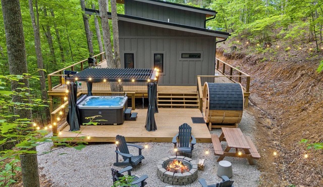 Spring Retreat! w/Hot Tub, Sauna & Firepit near Natural Bridge SP + RRG trails!