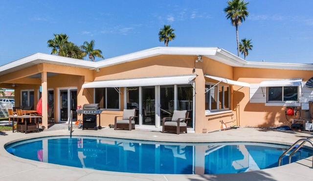 St Pete-Clearwater beach home with dock and pool near Redington Beach