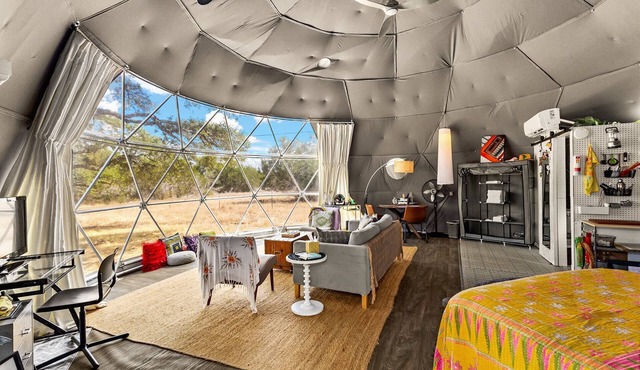 Stargazing Geo Dome on 11 Acre Wildlife Preserve | Cozy Glamping Retreat with Bathroom & Shower