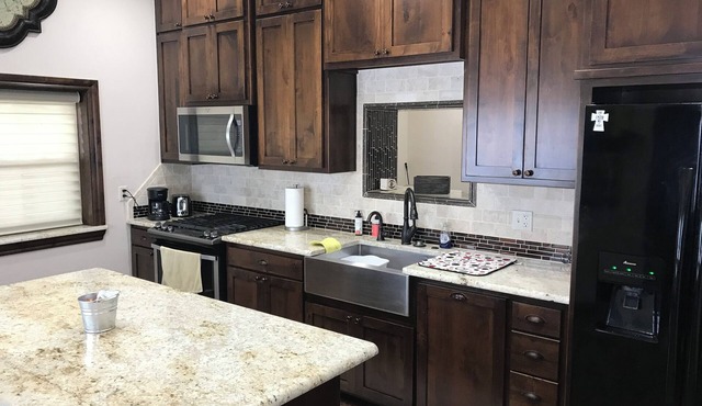 Stay in our remodeled dairy barn on Shady Elm Farm near Sharon, OK. 1BR/1bath