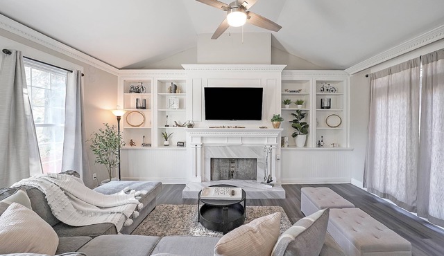 Stay in Style: Beautifully Designed Home with Outside Space/Seating, Charcoal Grill