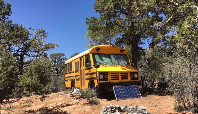 Step into a converted school bus for an unforgettable stay.