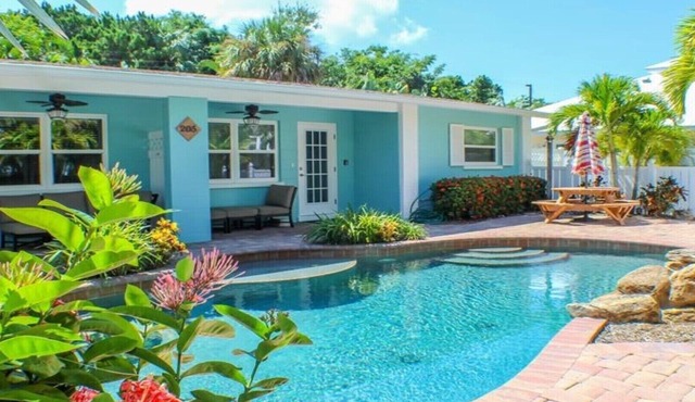 Steps to the Beach with Shared Heated Salt Pool and Private Backyard & Grill