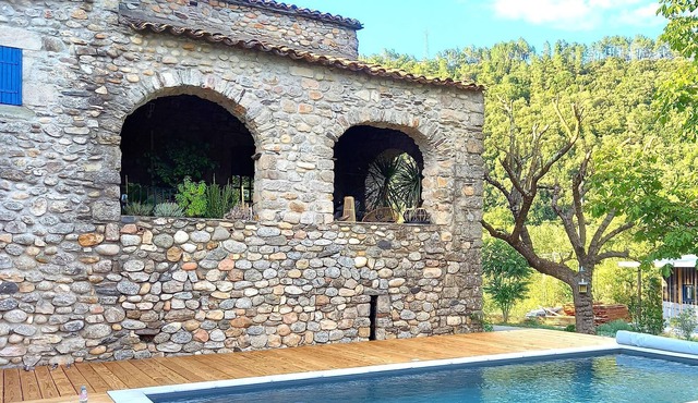 Stone holiday home in Chambonas with private pool