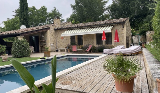 stone house in the luberon, swimming pool at the foot of the village
