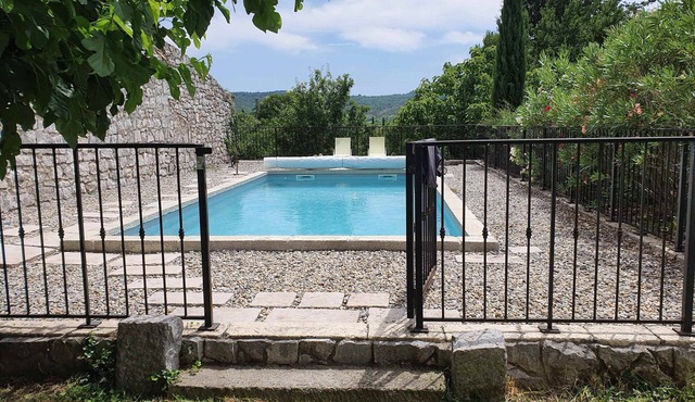 Stone village house with swimming pool and garden