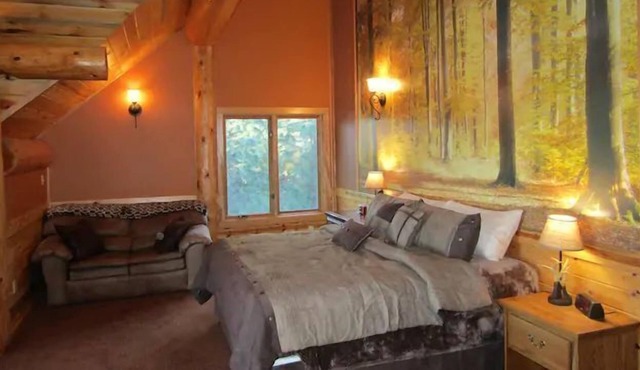 Striking 620 sq. ft. private suite on the upper floor of an amazing modern log home.