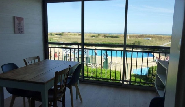 Studio 4 people. facing the sea+swimming pool+tennis