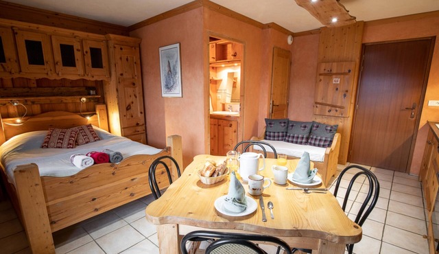Studio Apartment 'Le Pin Cembro' with Mountain View, Private Terrace and Wi-Fi