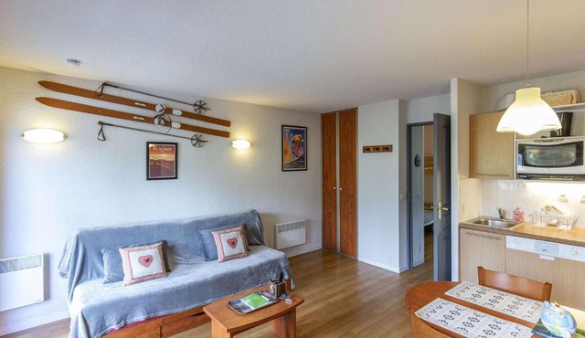 Studio cabine 4 pers avec terrasse, piscine couverte et salle de fitness, proche pistes et remontées - FR-1-404-339